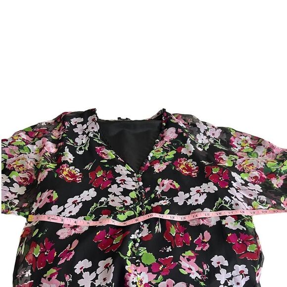 Equipment Natasha 100% Silk Floral Oversized Long Sleeve Knee Length Dress - Picture 11 of 13